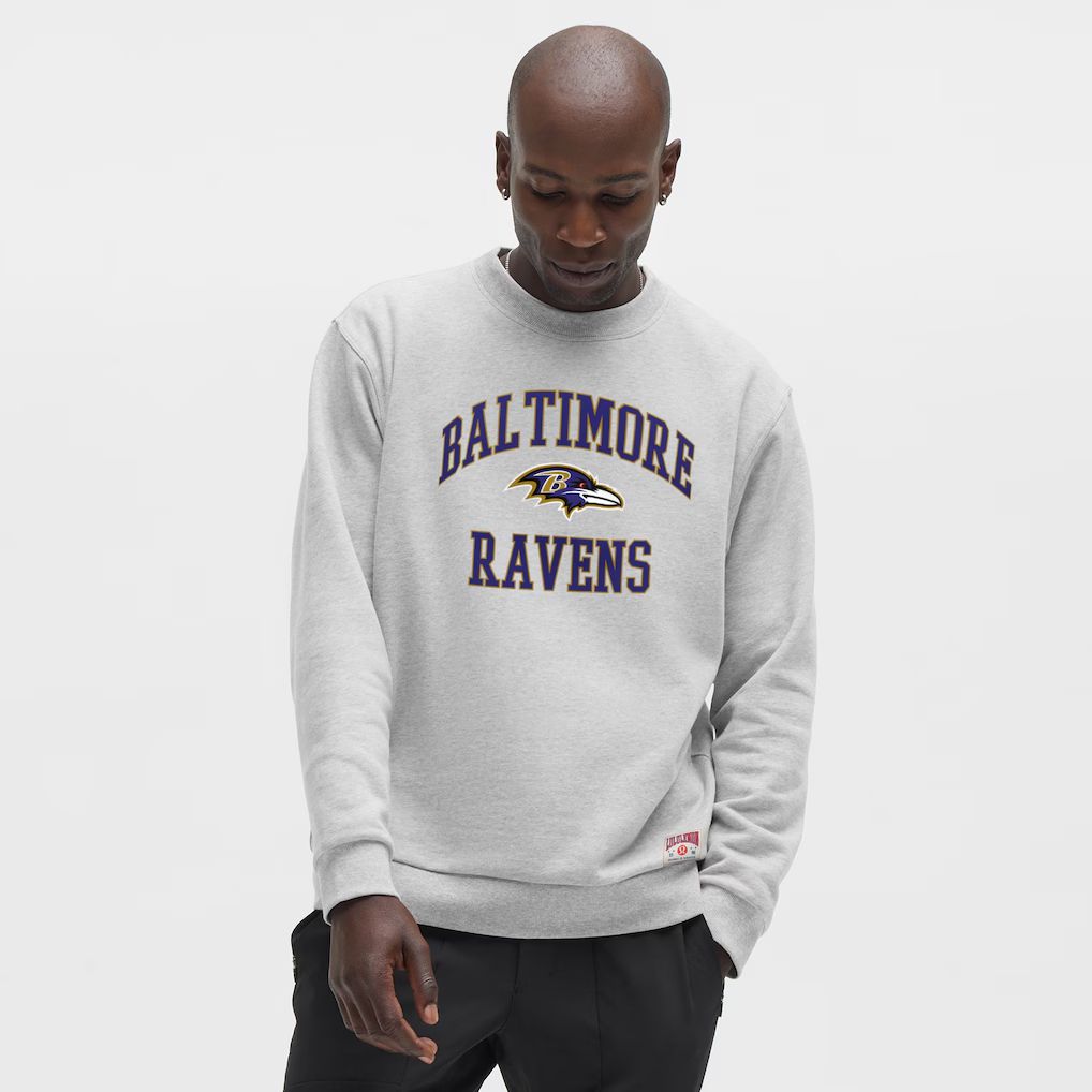 Men 2026 NFL Baltimore Ravens grey round-neck sweatshirt style 01->cincinnati bengals->NFL Jersey